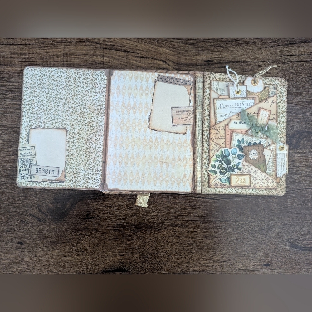 🌻Floral Rustic Junk Journal- Handmade- Recycled Materials- Birds/ Nature- Cream - Picture 4 of 11